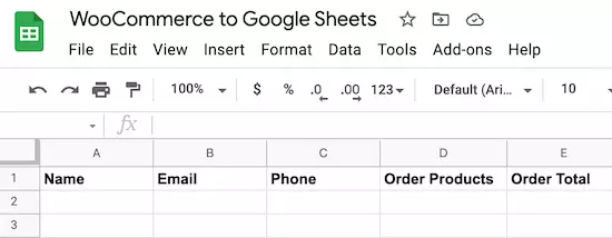 woocommerce to google sheets spreadsheet