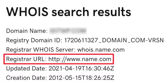 Contact domain name registrar
